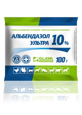 Альбендазол ультра 10% порошок упаковка 100 г O.L.KAR. 6715 фото