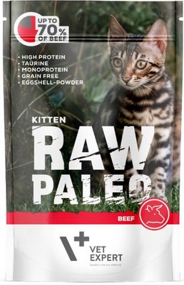 Вологий корм для кошенят Vet Expert Raw Paleo Kitten Beef з яловичиною 100г 4202825 фото
