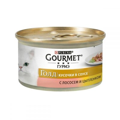 Gourmet Gold (Гурмет Голд) шматочки в соусі з лососем і курчам 85 г 618674 фото