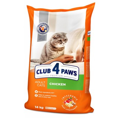 Повнораціонний сухий корм CLUB 4 PAWS (Клуб 4 Лапи) Преміум для кішок з куркою, 14 кг 4820083909146 фото