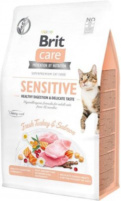 Сухий корм для вибагливих котів Brit Care Cat GF Sensitive Digestion & Delicate Taste з індичкою та лососем 400 г 171283/0716 фото