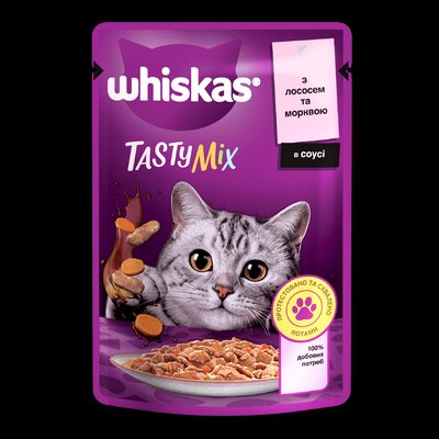 Whiskas® Tasty Mix З лососем та морквою в соусі 85г 39443 фото