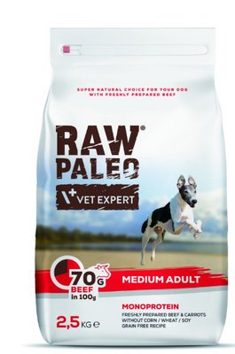 Сухий корм для собак Vet Expert Raw Paleo Adult Medium Beef з яловичиною 2,5 кг 4204270 фото