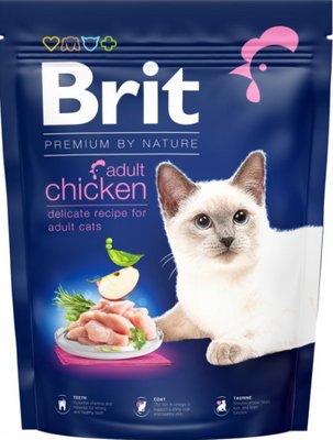 Сухий корм "Brit Premium by Nature Cat Adult Chicken" з куркою для котів01,5 кг 171859 фото
