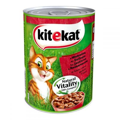 Kitekat Natural Vitality Консерви для кішок з яловичиною в соусі / 400 гр 016974 фото