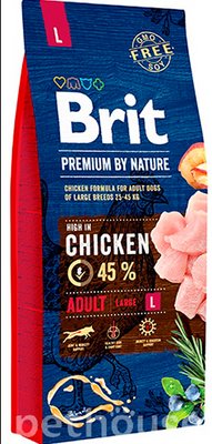 Сухий корм "Brit Premium Adult L" для дорослих собак великих порід, 15кг 170827/6468 фото