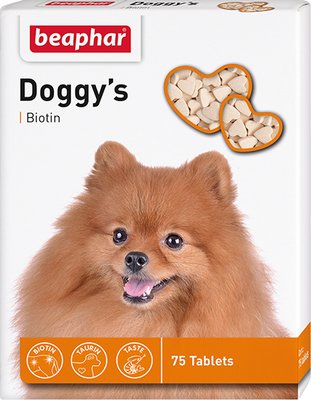 Вітамінізовані ласощі Beaphar Доггіс Біотин Doggy's Biotin з біотинів для собак 75 таблеток BAR12507 фото