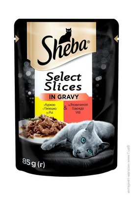 Sheba Selection in Sauce (пауч) Консерви для кішок з куркою иговядиной в соусі 85 г 905250 фото