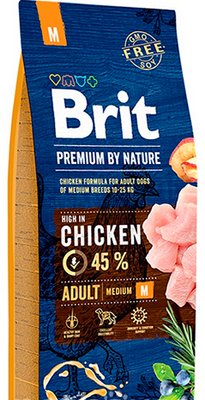 Сухий корм "Brit Premium Adult M" для дорослих собак середніх порід (від 10 до 25 кг), 15кг. 170818/6376 фото