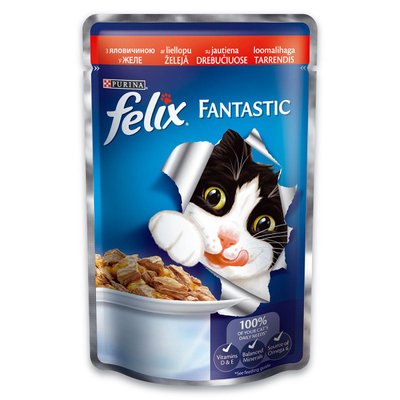 Felix Fantastic Консерви для кішок з яловичиною в желе 85 г Purina 072626 фото