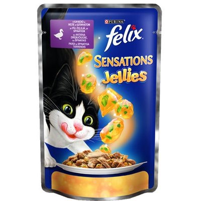 Felix Sensations Jellies Шматочки з качкою і шпинатом в желе 100 г Purina 469662 фото