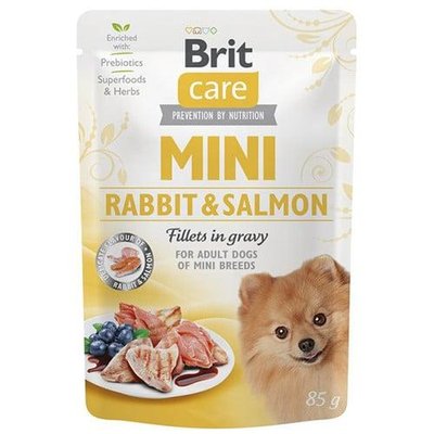 Вологий корм Brit Care Mini pouch для собак філе кролика і лосося в соусі 85 г 100913/100218/4432 фото