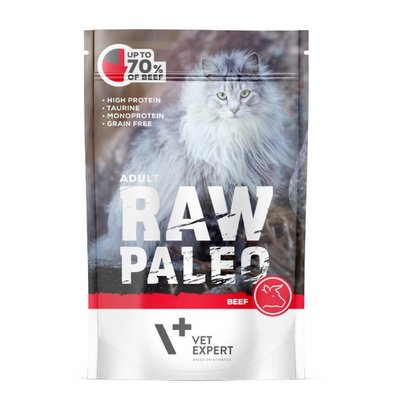 Вологий корм для котів Vet Expert Raw Paleo Adult Cat Beef з яловичиною 100г 4202856 фото