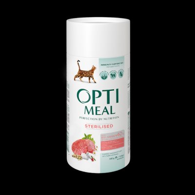 Сухий корм Optimeal з високим вмістом яловичини та сорго для стерелізованих кішок 650 г 60019 фото