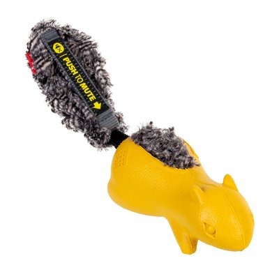 Іграшка для собак Белка з вимикною пискавкою, жовтий GiGwi Push to mute, гума, штучне хутро, 30 см 75010 фото