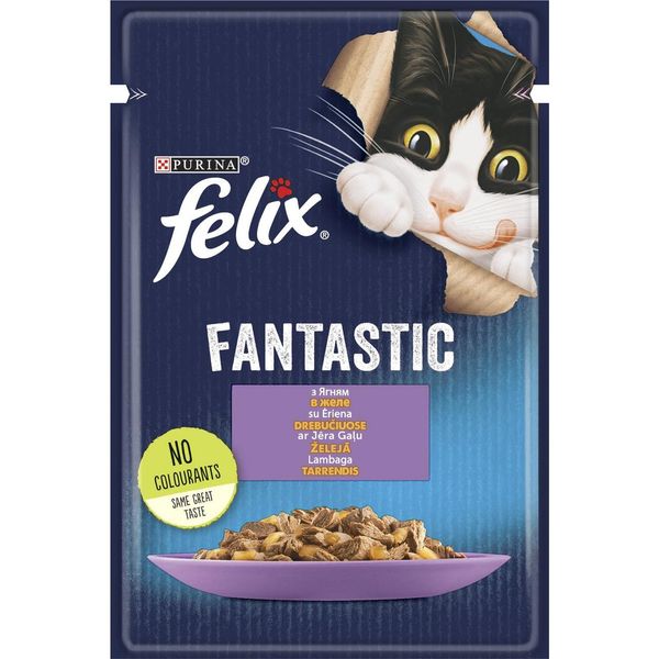 Влажный корм Феликс Felix Fantastic консервы для кошек с ягненком в желе 85 г, Purina 072602 фото