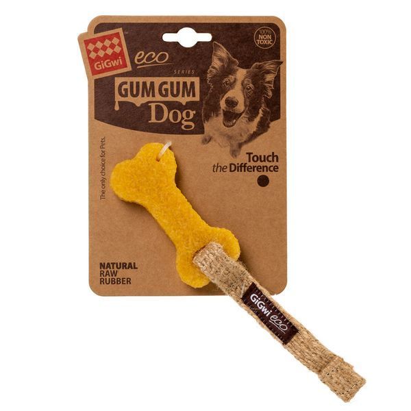 Игрушка для собак Маленькая кость GiGwi Gum gum каучук, пенька, 9 см 75009 фото