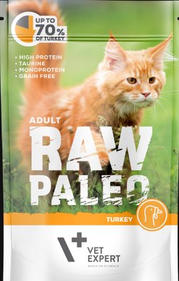 Вологий корм для котів Vet Expert Raw Paleo Adult Cat Turkey з індичкою 100г 4202849 фото