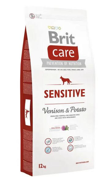 Сухий корм гіпоалергенний з олениною для собак усіх порід Бріт Brit Care Sensitive Venison & Potato 12 кг 132747/0825 фото