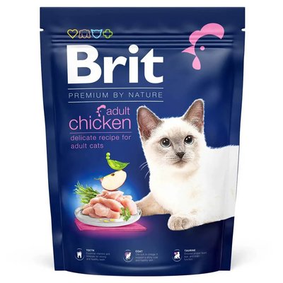 Сухий корм Бріт Brit Premium by Nature Cat Adult Chicken з куркою для котів, 300 г 171843 фото