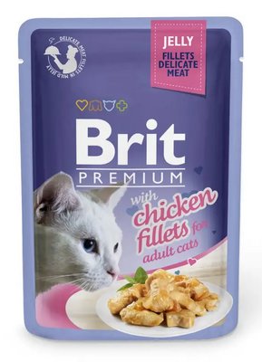 Повноцінний вологий корм Бріт Brit Premium Куряче філе в желе для котів 85 г 111240/463 фото