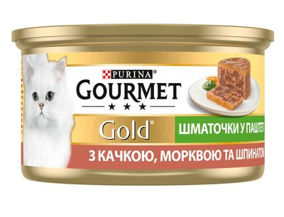 Консерва для кішок Gourmet Gold (Гурме Голд) Террин з качкою, морквою і шпинатом 85 г Purina 728778 фото