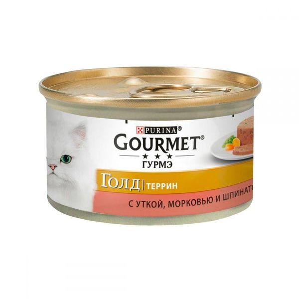 Консерва для кішок Gourmet Gold (Гурме Голд) Террин з качкою, морквою і шпинатом 85 г Purina 728778 фото