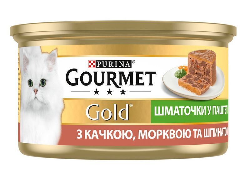 Консерва для кошек Gourmet Gold (Гурме Голд) Террин с уткой, морковью и шпинатом 85 г Purina 728778 фото