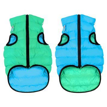 Курточка для собак AiryVest Lumi двусторонняя, светящаяся, размер М 50, салатово-голубая 2292 фото