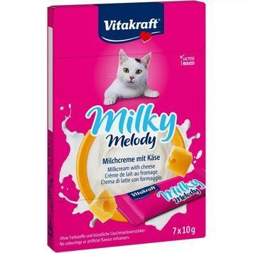 Ласощі для котів Вітакрафт Vitakraft Milky Melody крем снеки з вершками та сиром і зі зниженим вмісту лактози 7 шт х 10 г В28819 фото