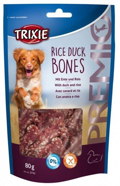 Trixie TX-31742 Premio Rice Duck Bones 80 гр - лакомство для собак с уткой и рисом TX31742 фото