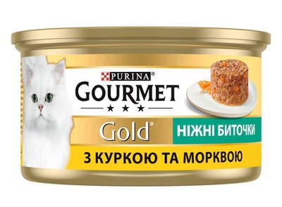 Консерва Gourmet Gold (Гурме Голд) для котів Ніжні Биточки з куркою і морквою 85 г Purina 442207 фото