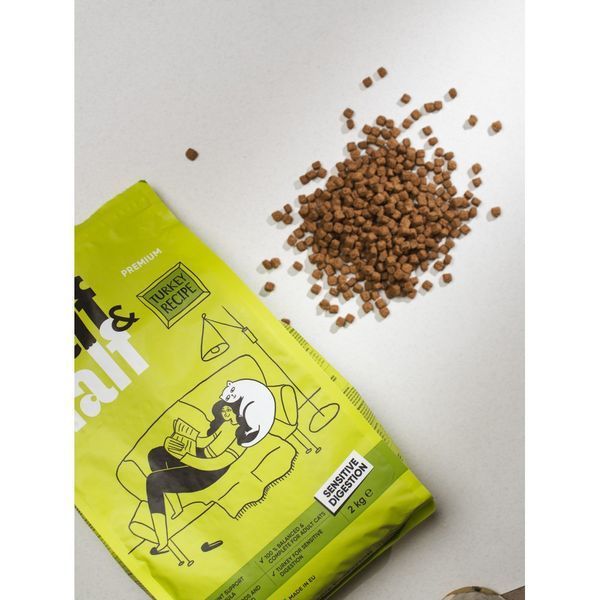 Сухой корм Half&Half для кошек с чувствительным пищеварением, с индейкой, 2 кг 20826 фото