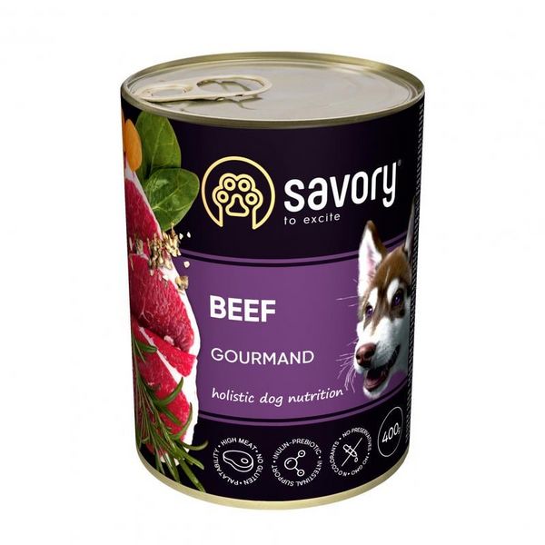 Консервы для собак Сейвори Savory Dog Gourmand с говядиной, 400 г 30433 фото