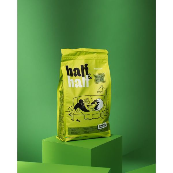 Сухой корм Half&Half для кошек с чувствительным пищеварением, с индейкой, 2 кг 20826 фото