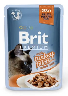 Вологий корм для котів із філе індички в соусі Бріт Brit Premium Cat pouch 85 г 111251/531 фото