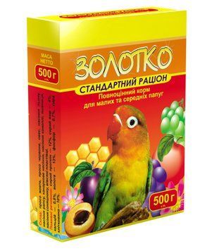 Корм "Золотко" для папуг "Стандартний Раціон" 500 г (Круг) ф0318 фото