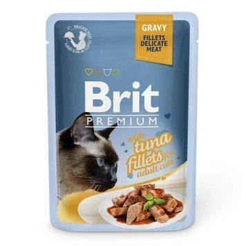 Вологий корм для котів Бріт Brit Premium Cat pouch 85 г філе тунця в соусі 111252/548 фото