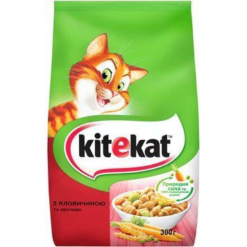 Сухой корм для взрослых кошек KiteKat (КитиКет) с говядиной и овощами 300 г 289825 фото
