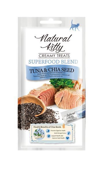 Крем-снек для кішок Natural Kitty Creamy зі смаком тунця та насіння чиа 4 х 12 г В-15401 фото