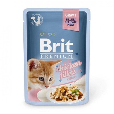 Вологий корм для кошенят Brit Premium Cat pouch філе курки в соусі 85 г 111255/579 фото