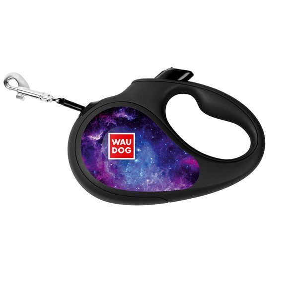 Поводок-рулетка для собак WAUDOG R-leash, рисунок "NASA21", M, до 25 кг, 5 м, светоотражающая лента черный 8125-0148-01 фото