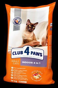 Сухий корм для дорослих кішок CLUB 4 PAWS (Клуб 4 Лапи) Преміум для кішок, що живуть в приміщенні 4в1 (курка), 14 кг 4820083909436 фото