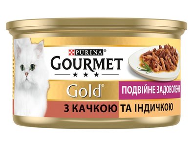 Консерва Gourmet Gold (Гурме Голд) для кішок подвійне задоволення з качкою та індичкою 85 г 381050 фото