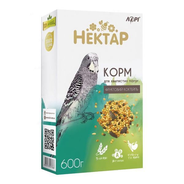 Фруктовий Коктейль корм Нектар для хвилястих папуг 600 г, Лорі 901317 фото