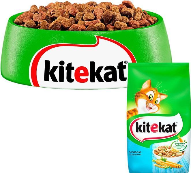 Сухий корм для дорослих кішок KiteKat (КітіКет) з рибою та овочами 1.8 кг 397347 фото