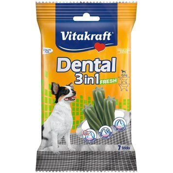 Ласощі для собак вагою до 5 кг Вітакрафт Vitakraft Dental Stick 3in1 FRESH смачні палички для догляду за зубами з м&rsquo;ятою, 70 г В30890 фото