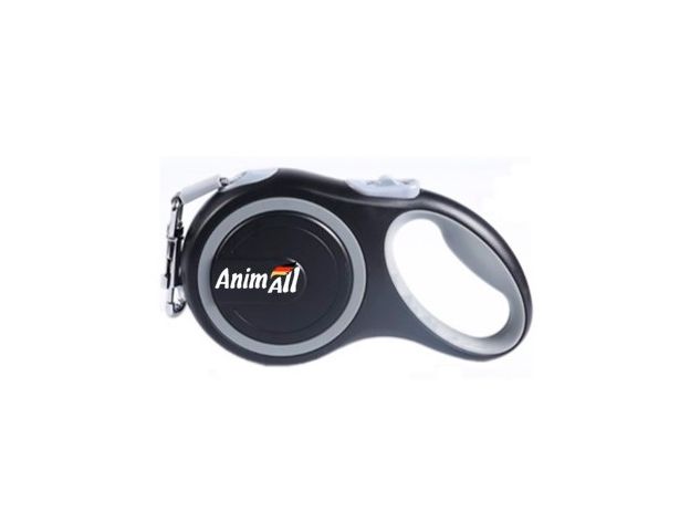 Повідець-рулетка AnimAll L до 50 кг, 5 м (Сіро-чорний) 60705 фото