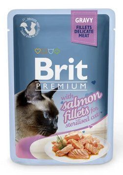 Полноценный влажный корм Брит Brit Premium Филе лосося в соусе для стерилизованных кошек 85 г 111254/562 фото
