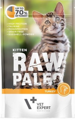 Вологий корм для кошенят Vet Expert Raw Paleo Kitten Turkey з індичкою 100г 4202870 фото